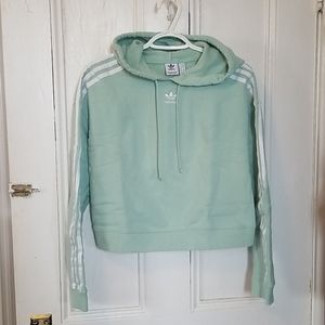 Adidas cropped 3 stripe hoodie